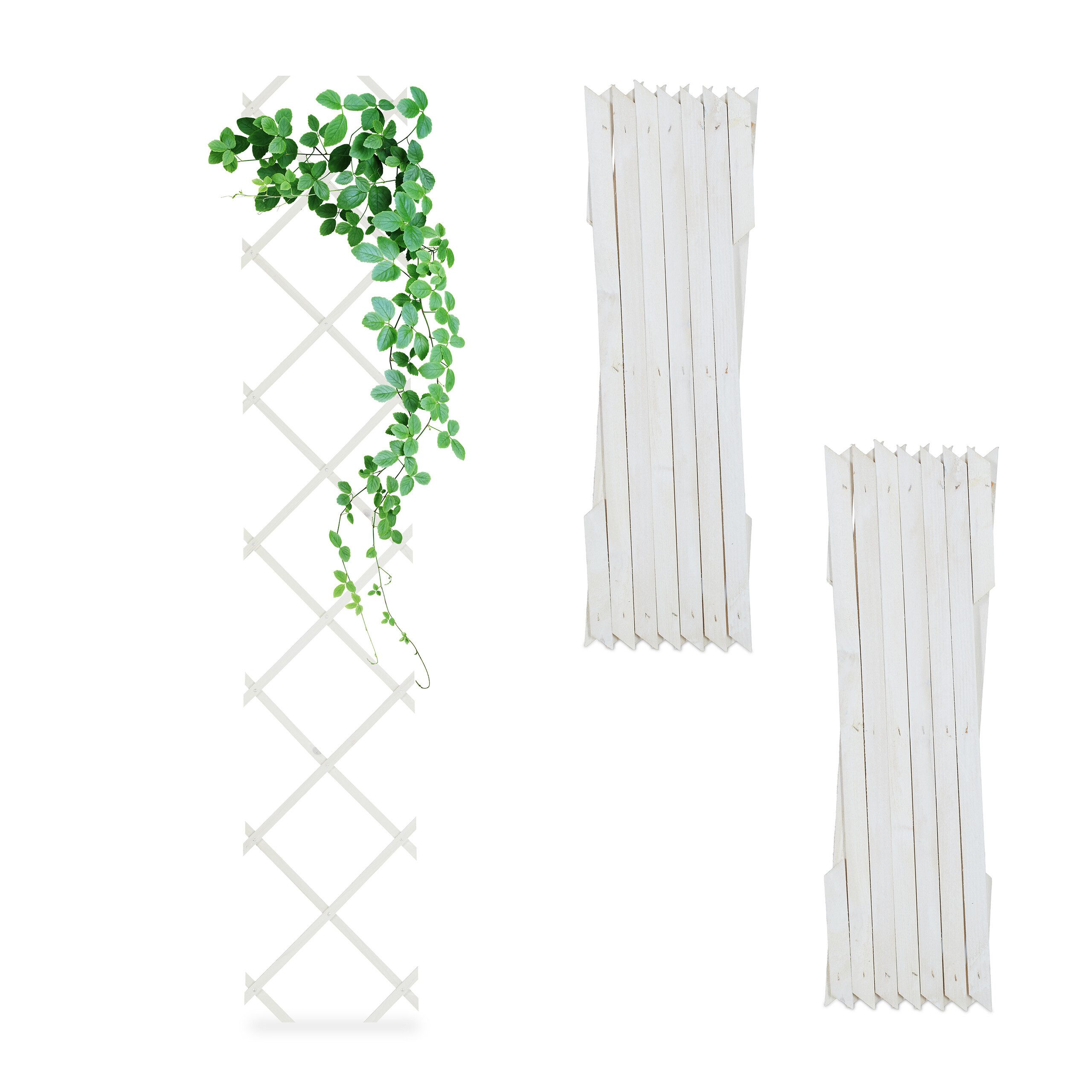 relaxdays Rankgitter Ausziehbares Rankgitter im 3er Set, weiß günstig online kaufen