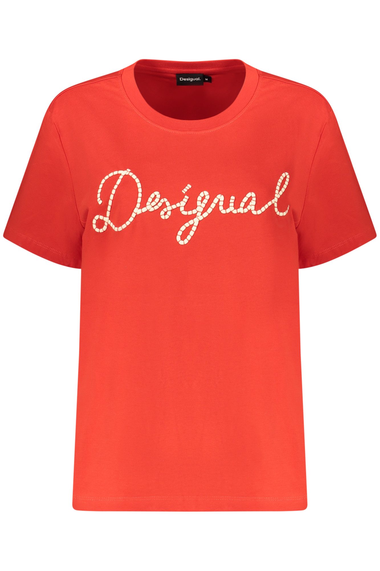 Desigual T-Shirt Rotes Kurzarm-Shirt mit Applikation & Stickerei