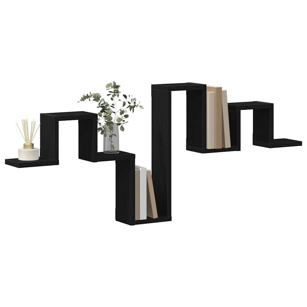 vidaXL Regal Wandregal Wandhalterung Schwarz Eichen-Optik 104,5 x 43 x 10 cm, 1-tlg. – Bild 3 von 5