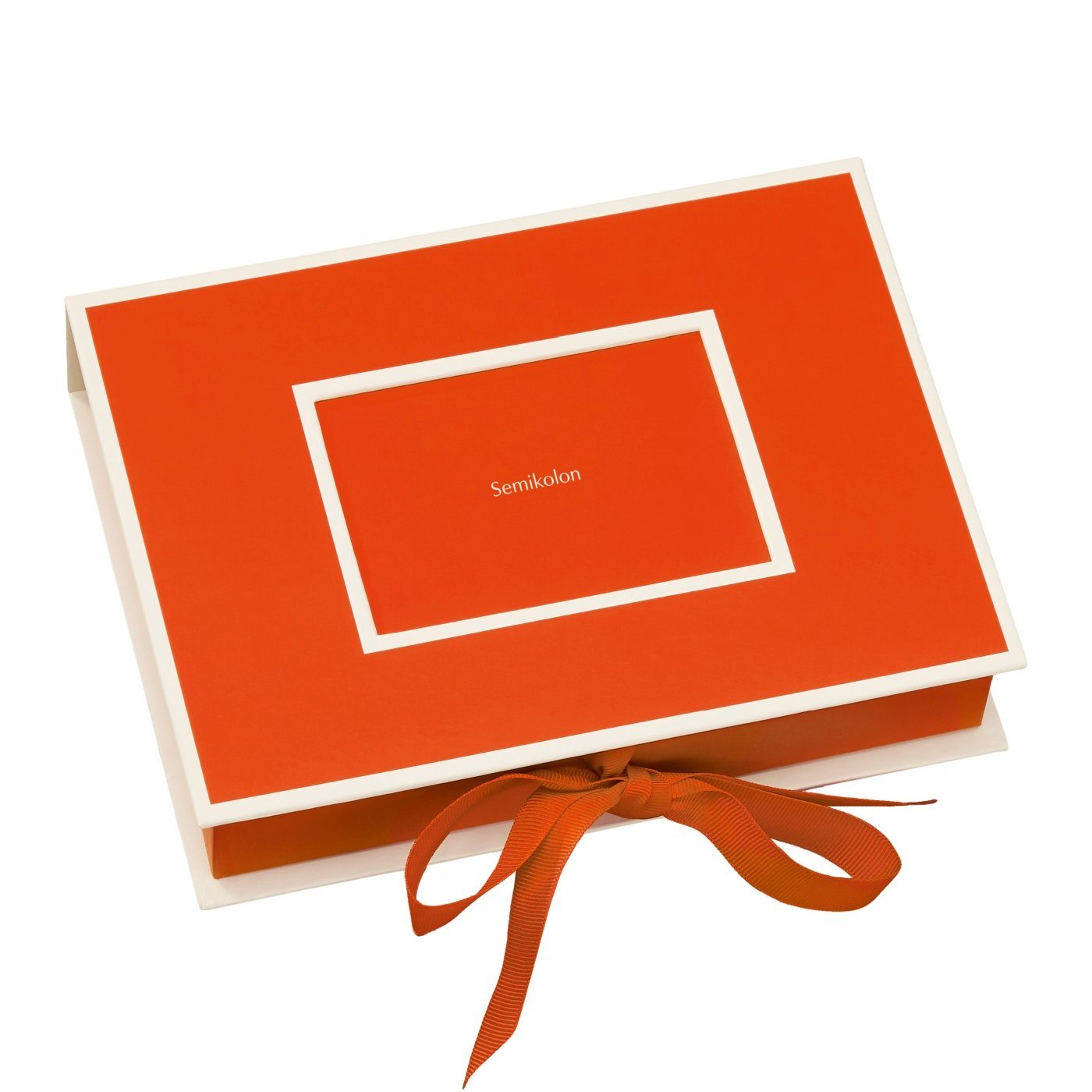 mit Handarbeit Semikolon Einschubfenster gefertigte Gesche, In Fotobox, Fotobox Ideal als orange Aufbewahrungsbox