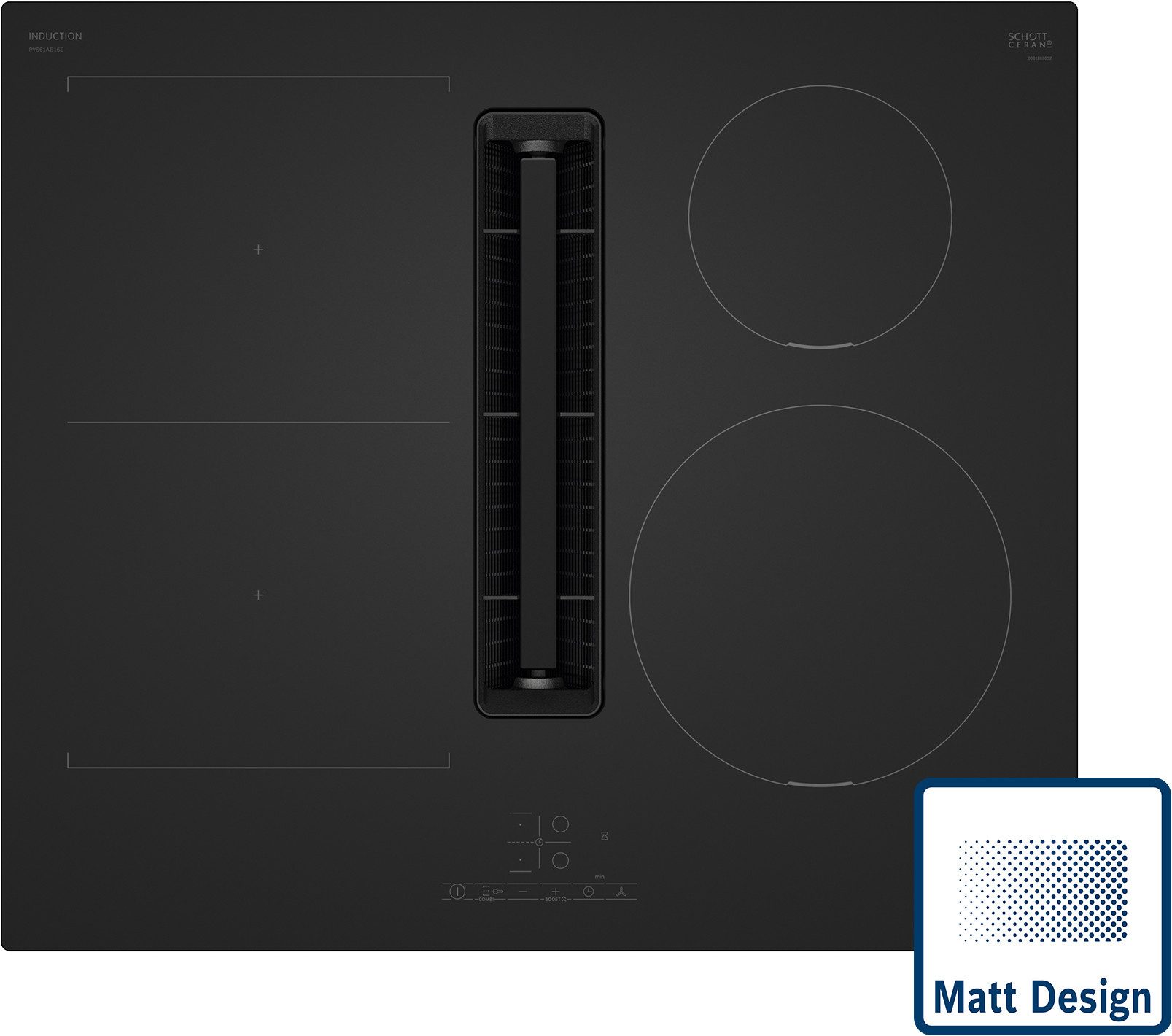 BOSCH Kochfeld mit Dunstabzug Serie 4 PVS61AB16E, Flexible Combi Zone & geruchsfreies integriertes Lüftungsmodul