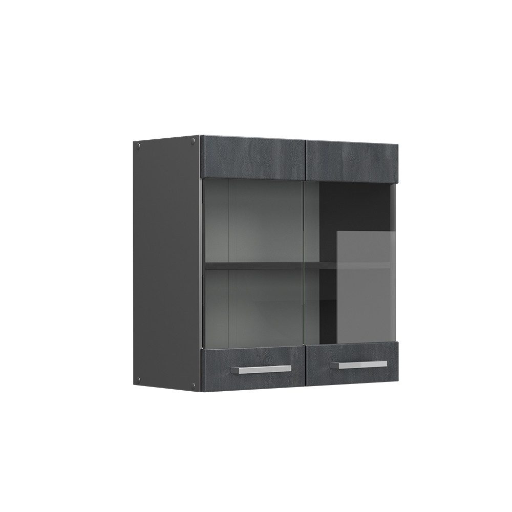 Vicco Glashängeschrank R-Line, Schwarz Beton/Anthrazit, 60 günstig online kaufen