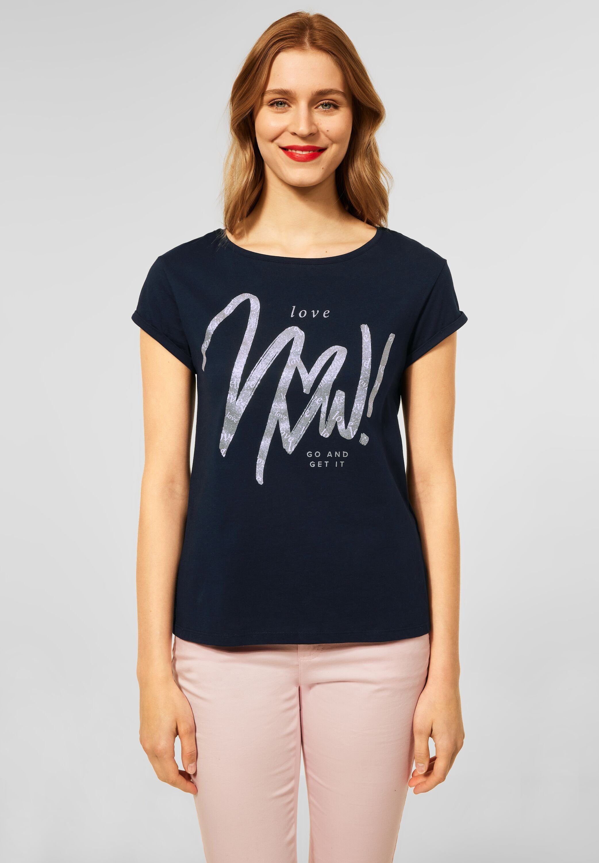 STREET ONE T-Shirt mit Folien-Print grand blue dekorativem