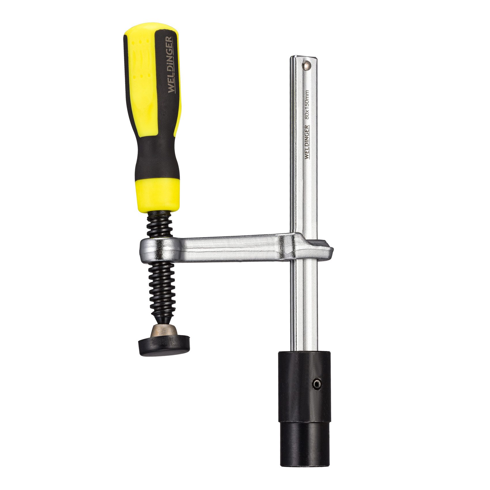 WELDINGER Schraubzwinge Schweisstisch-Schraubzwinge pro 2K-Griff 80 x150 System 28 geschmiedet, (1 St), Schweißtisch-Schraubzwinge pro 80 x 150 mm, Zweikomponentengriff