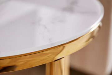 riess-ambiente Beistelltisch BOUTIQUE 50cm weiß / gold (Einzelartikel, 1-St), Wohnzimmer · Kristallglas · Metall · rund · Marmor-Dekor · Barock