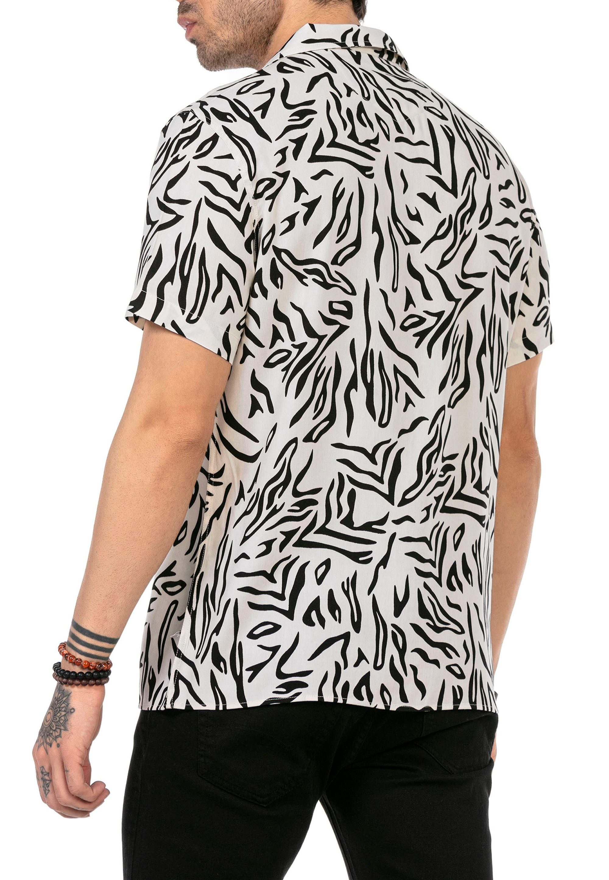 RedBridge Kurzarmhemd mit Zebra-Print – Reverskragen, günstig online kaufen