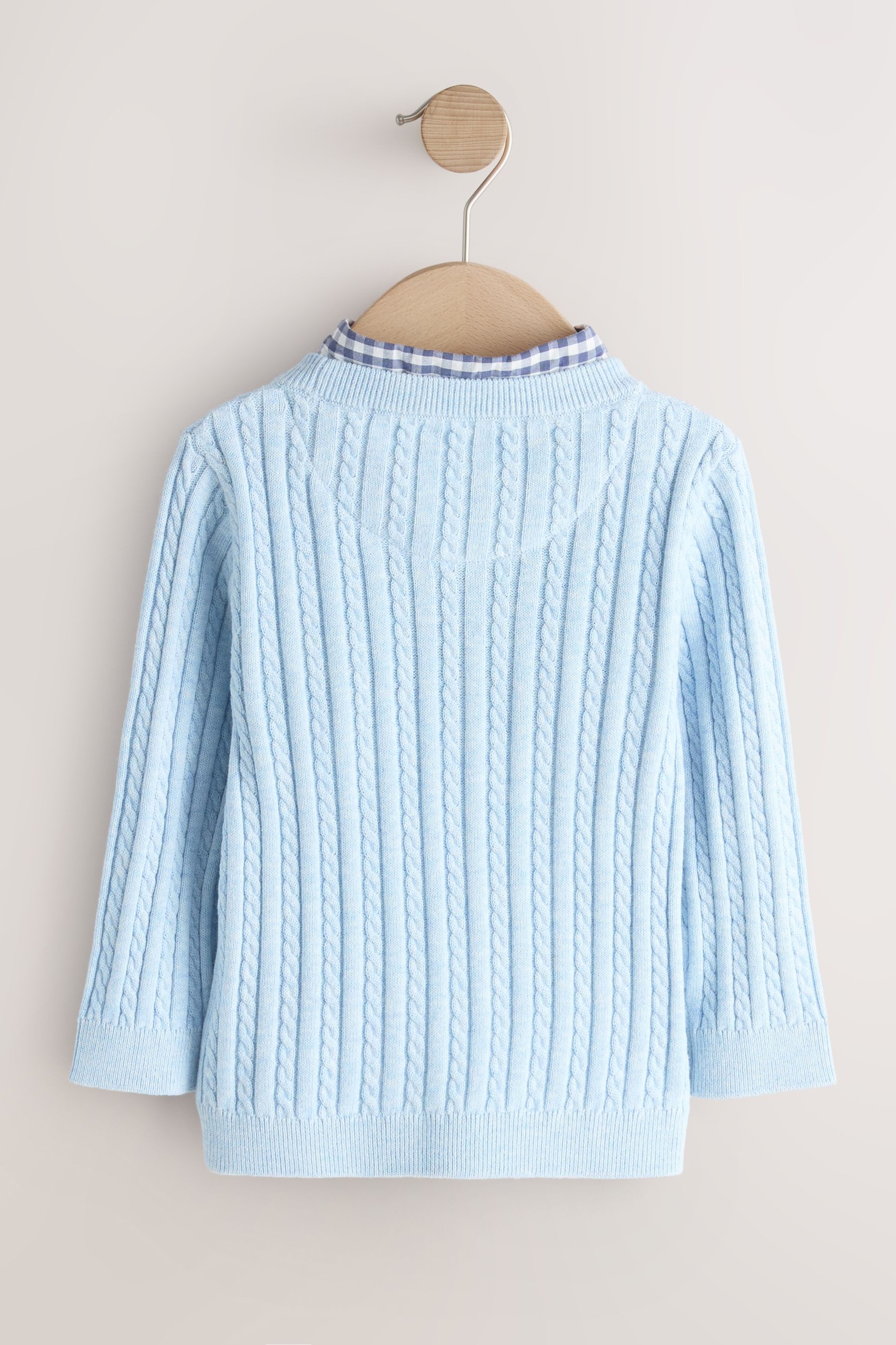 Next 2-in-1-Pullover Pullover mit Zopfstrickmuster und Hemdeinsatz (1-tlg)