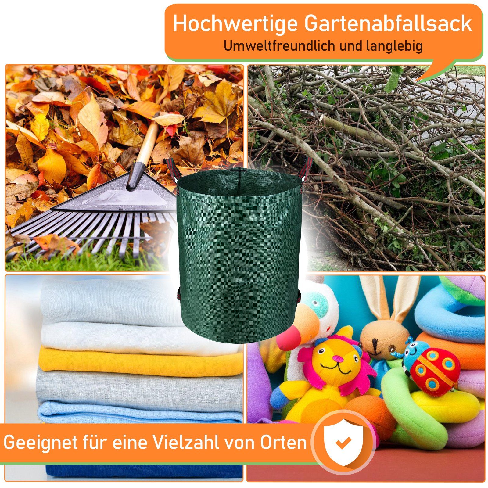 (2-tlg) Laubsack für Grünschnitt Gimisgu Gartenabfälle Gartentasche Rasensack 272L, Gartensack