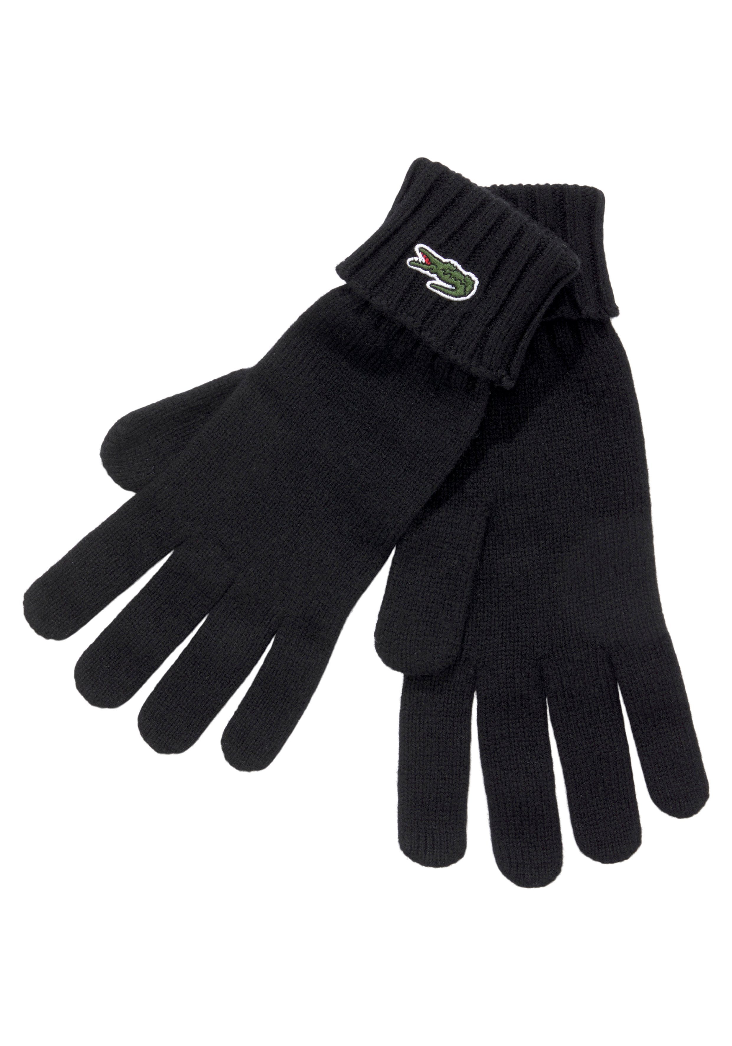 Lacoste Strickhandschuhe Unisex Gloves Strickhandschuhe mit Logo, Geschenk, Gift Premium, Warm schwarz