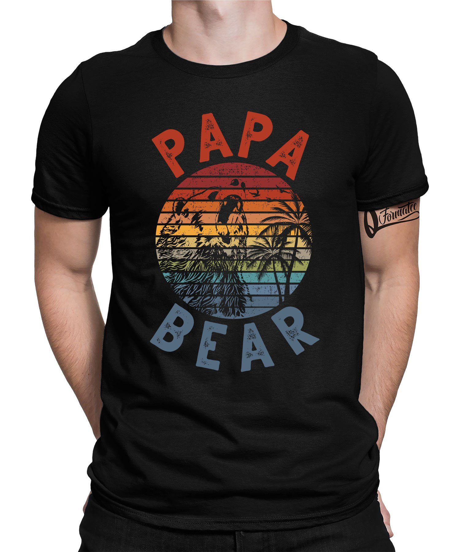 Quattro Formatee Kurzarmshirt Papa Bear Brüllender Papa Bär Herren T-Shirt (1-tlg)