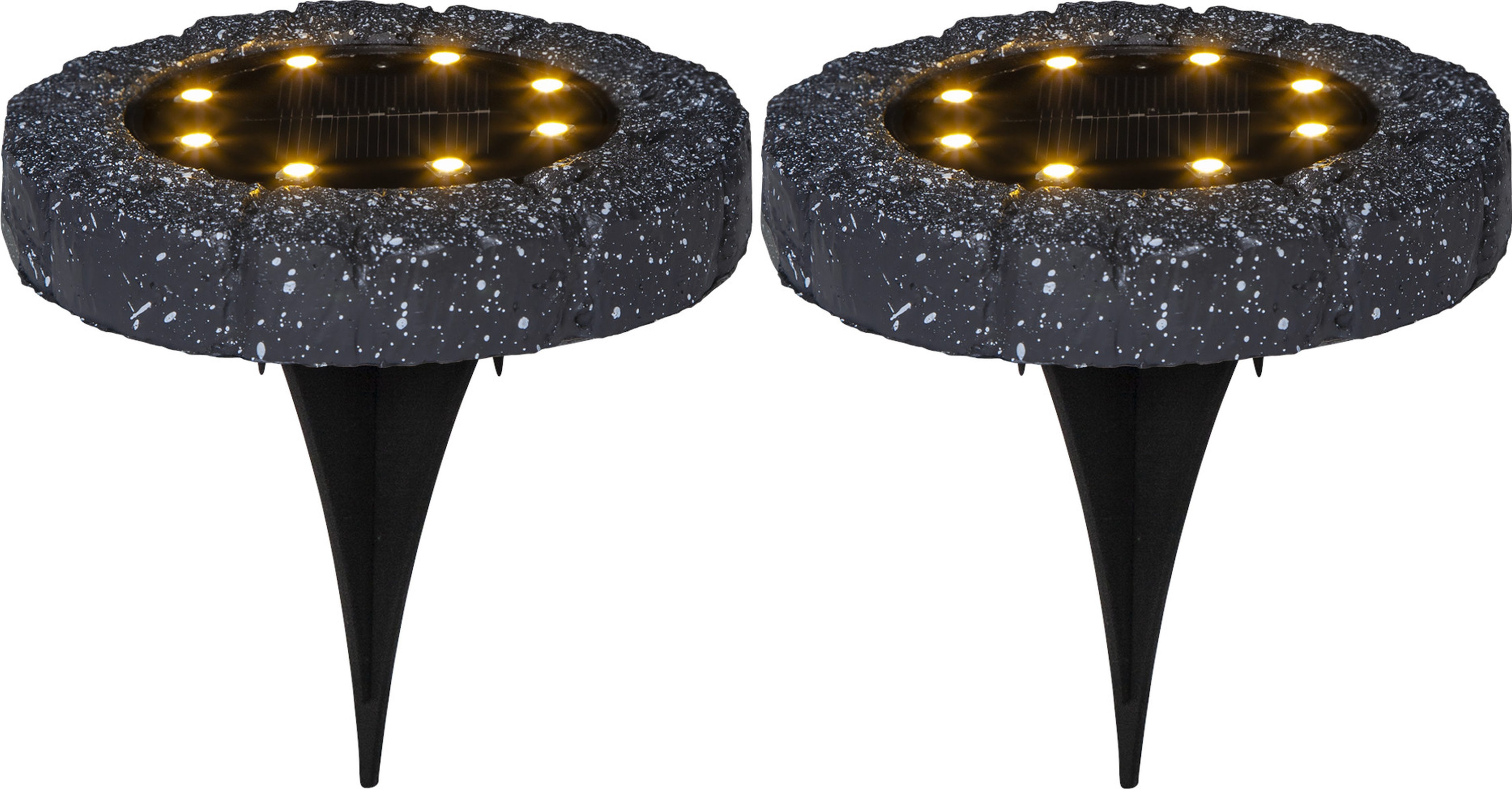 STAR TRADING LED Solarleuchte Solar-Spotlight Lawnlight, Tageslichtsensor, LED fest integriert, Warmweiß, 2er-Set, flache Bodenleuchten, Dämmerungssensor