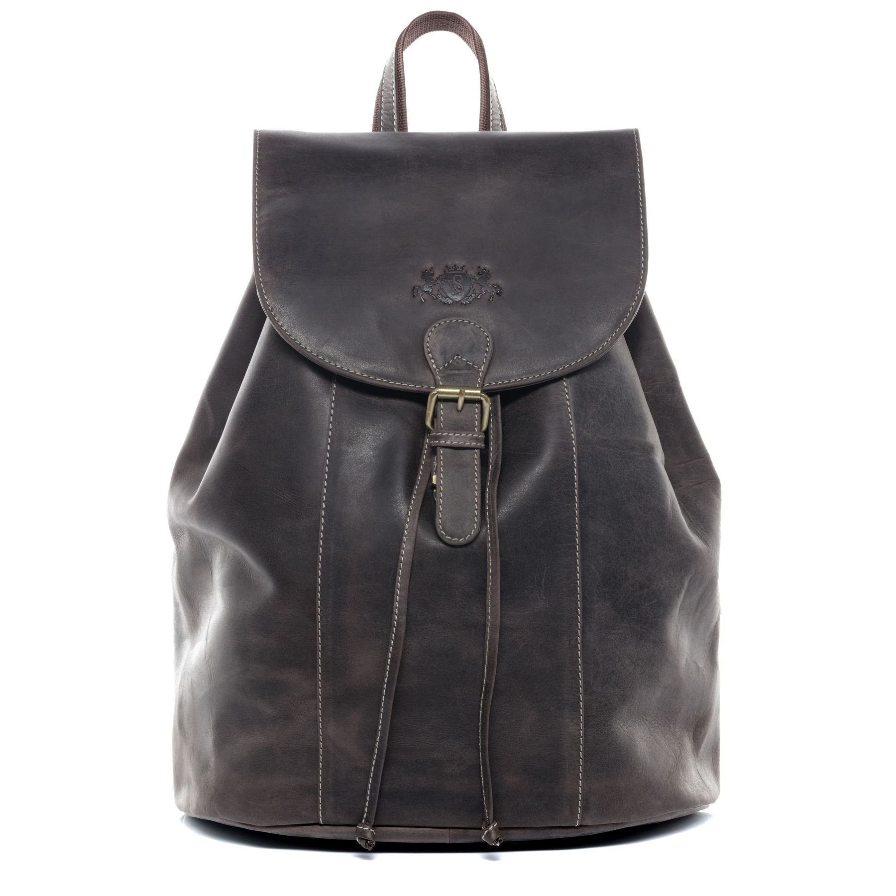 SID & VAIN Rucksack »CHARLY«, Cityrucksack echt Leder Unisex, Rucksack, Backpack, Daypack braun