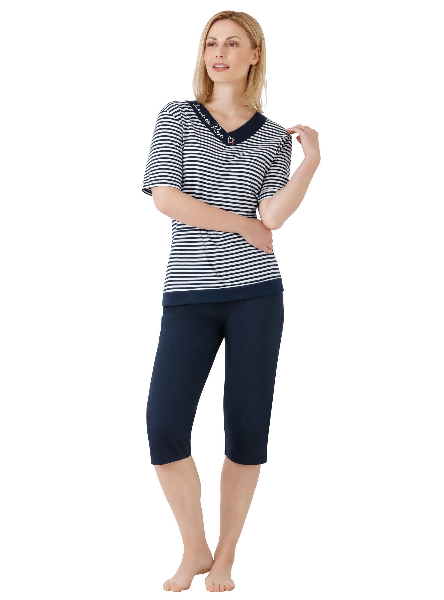 Hajo Pyjama Damen-Schlafanzug Single-Jersey Streifen günstig online kaufen