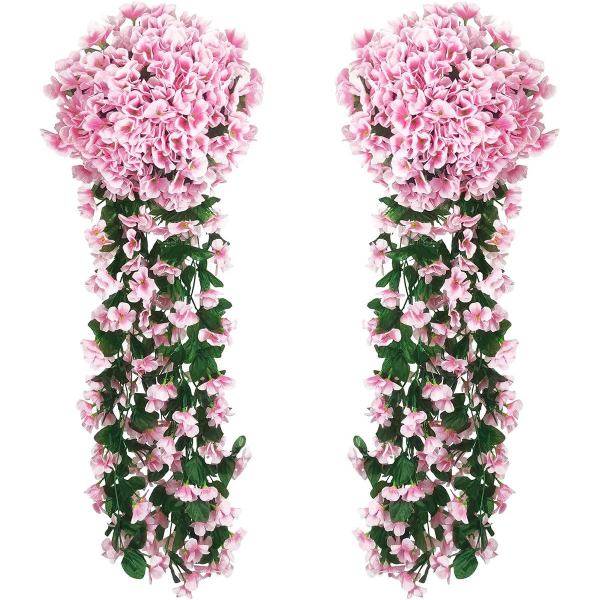 Kunstpflanze 2 Stück Künstlich Hängende Blumen, Blauregen Efeublumen Glyzinien, TUWENA, Kunstblumen Veilchen Hgende Blumen für Außen Innen Hochzeit Terrasse