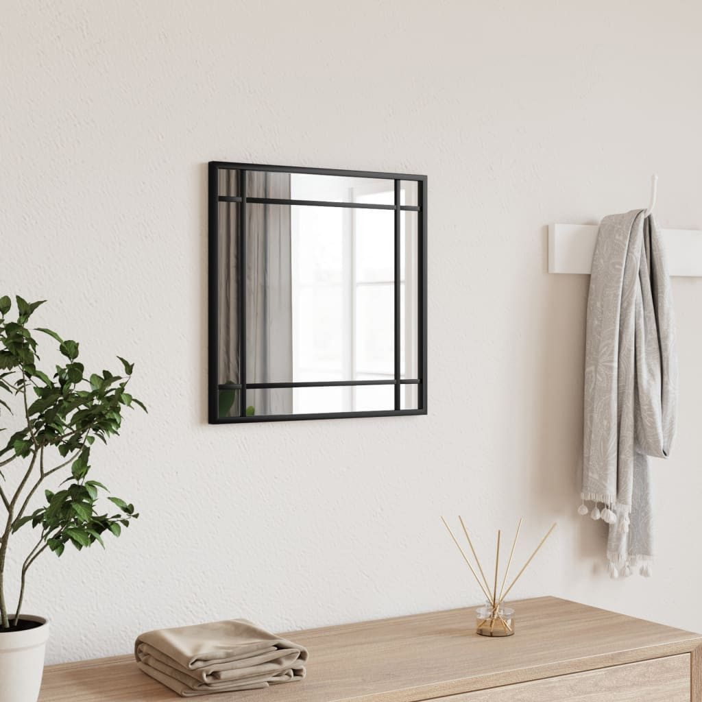 vidaXL Spiegel 40 x 40 cm Wandspiegel Schwarz 40x40 cm Quadratisch Eisen