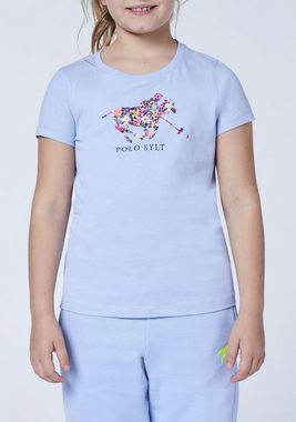 Polo Sylt Print-Shirt mit geblümten Logo-Motiv