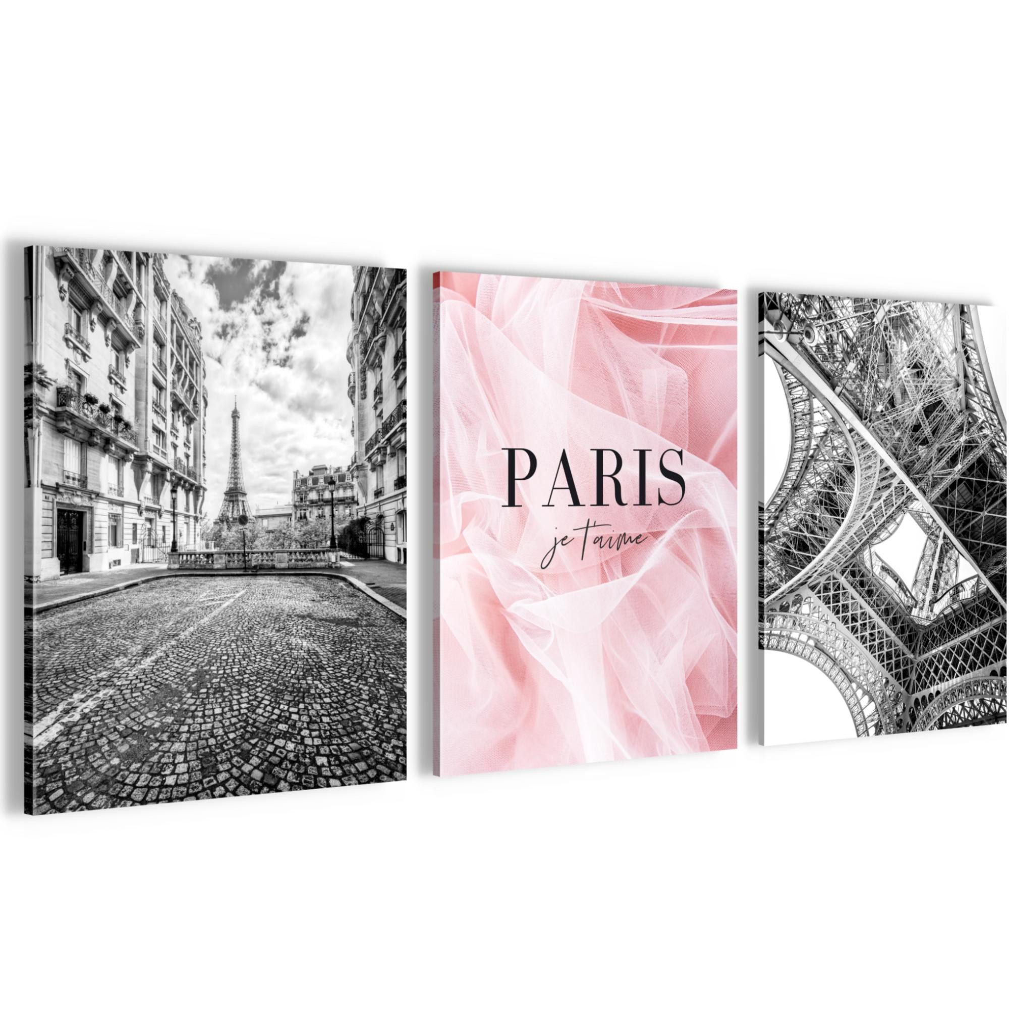 Novart Wandbild Städte Berlin London Paris Schwarz Weiß Bilder Set Deko, Paris (3 St)