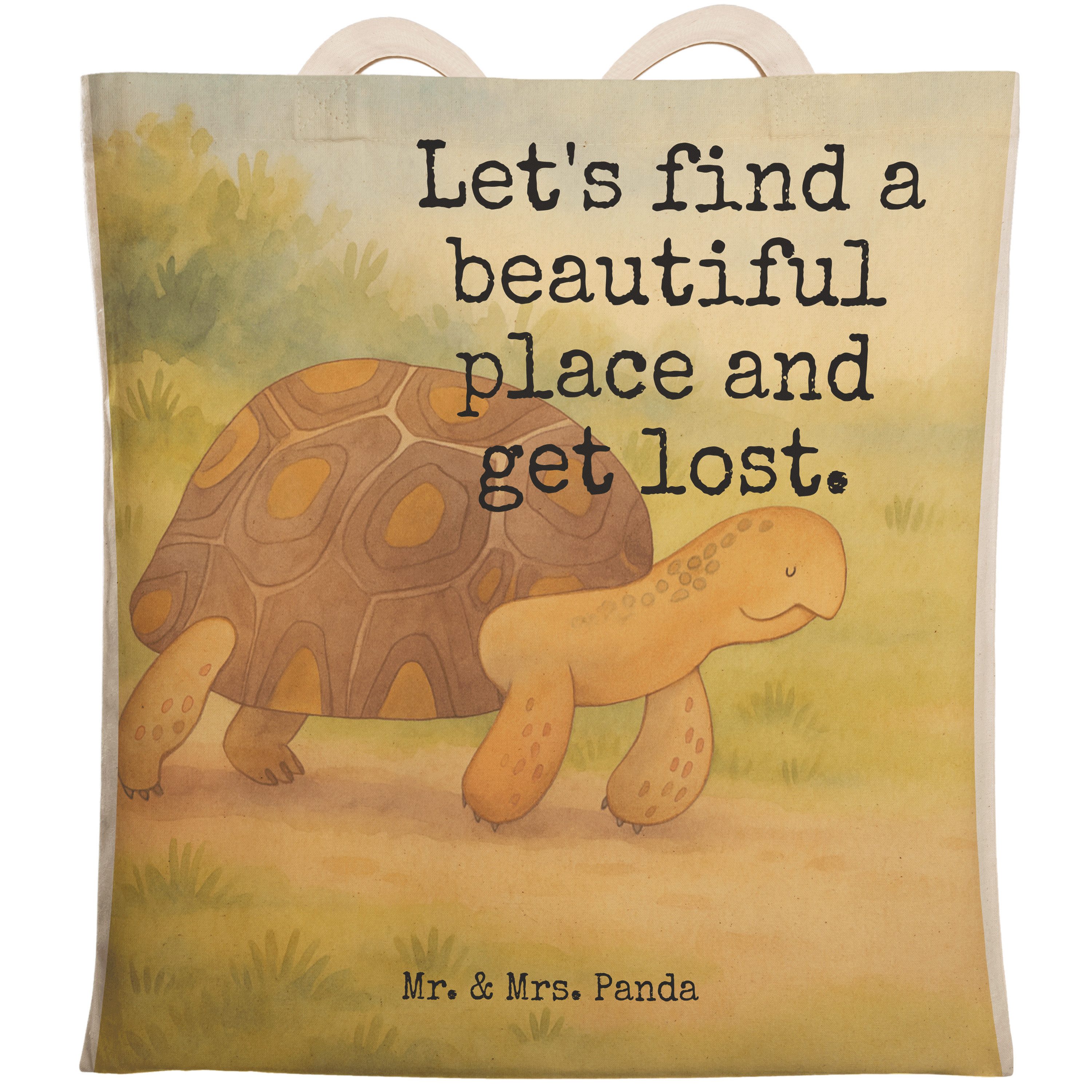 Mr. & Mrs. Panda Tragetasche Schildkröte Marschieren Design, Beutel, Weiß, Abenteuer, Beutel, Schi (Packung, 1-tlg)