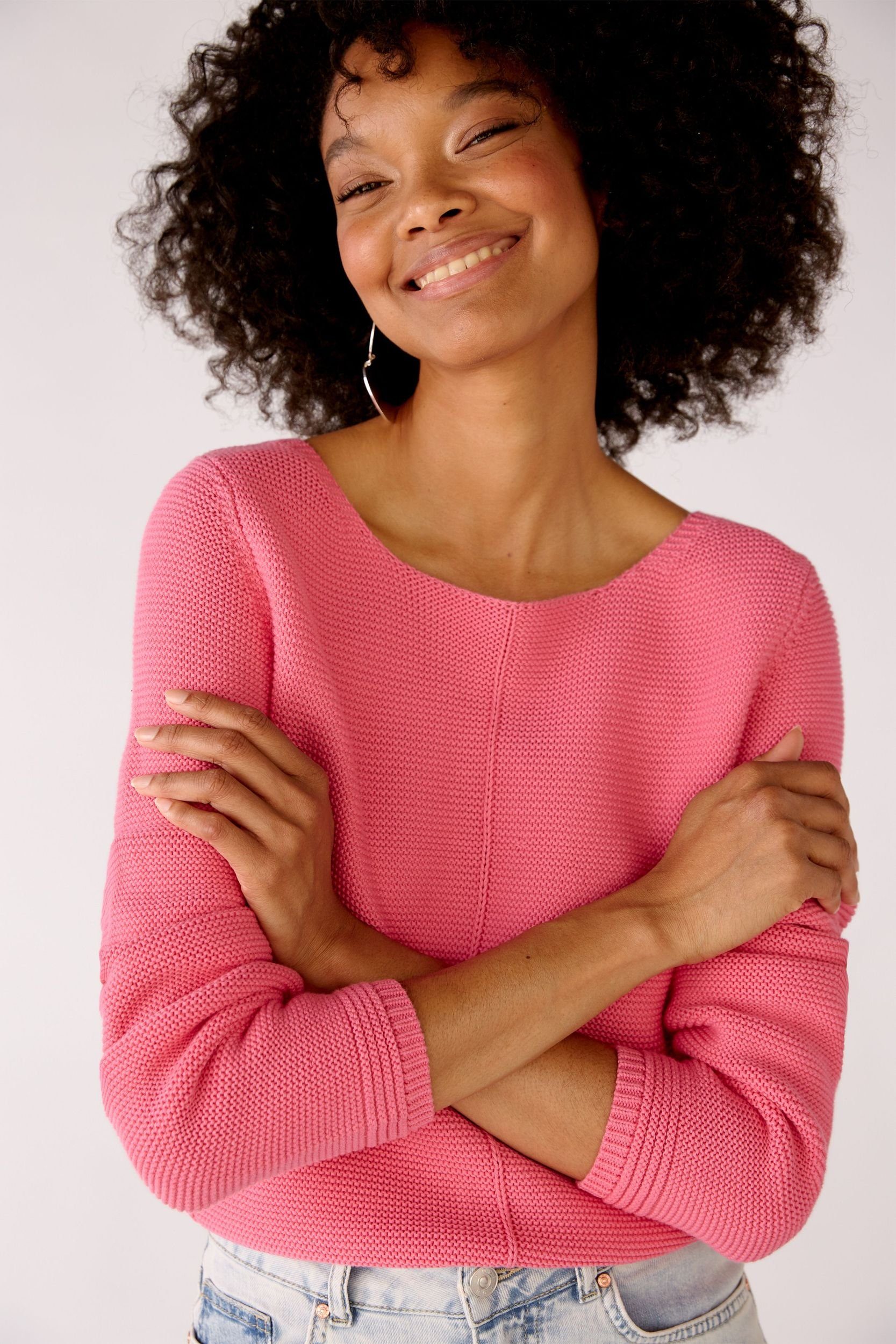 Oui Kapuzenpullover Strickpullover in 100% Bio-Baumwolle