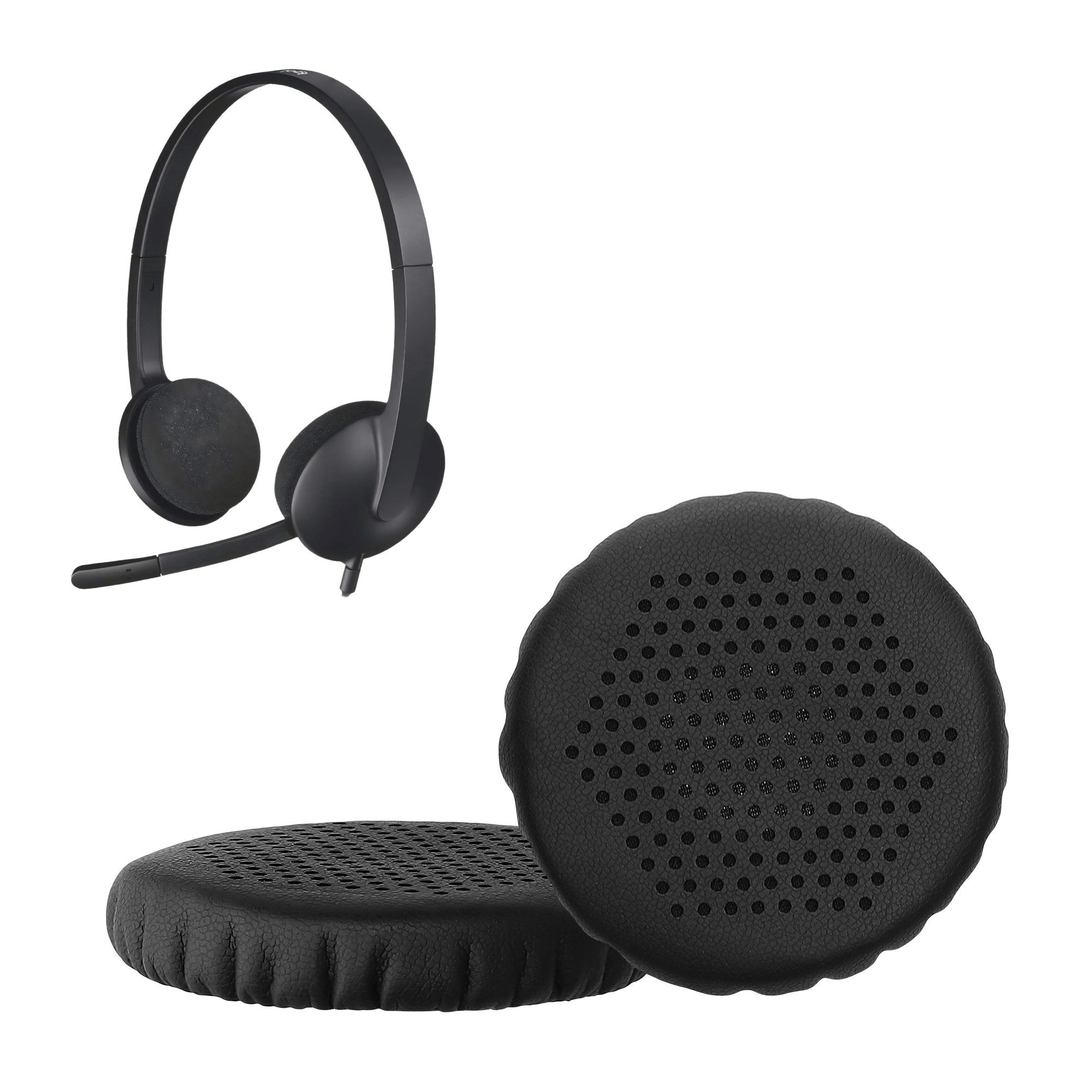 kwmobile Kopfhörer-Schutzhülle 2x Kunstleder Ohrpolster für Logitech H330 H340 H390 H110 H111 H600, Ersatz Ohrpolster Kopfhörer Ersatzpolster für Over Ear Headphones