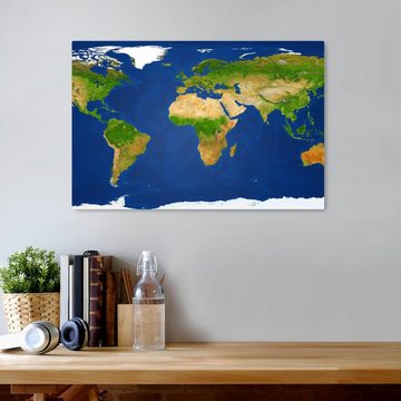 wandmotiv24 Leinwandbild Weltkarte, Erde, Kontinente, Meere, Kinder Motive (1 St), Wandbild, Wanddeko, Leinwandbilder in versch. Größen