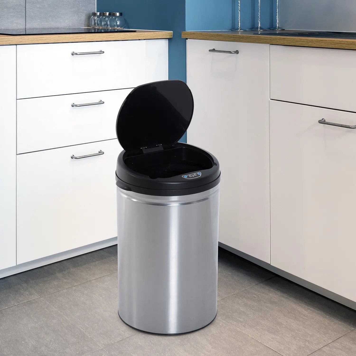 MC Star Mülleimer Automatik Sensor Mülleimer Abfalleimer IR Sensor, Rund, 30L, Optionaler Inneneimer, Edelstahl