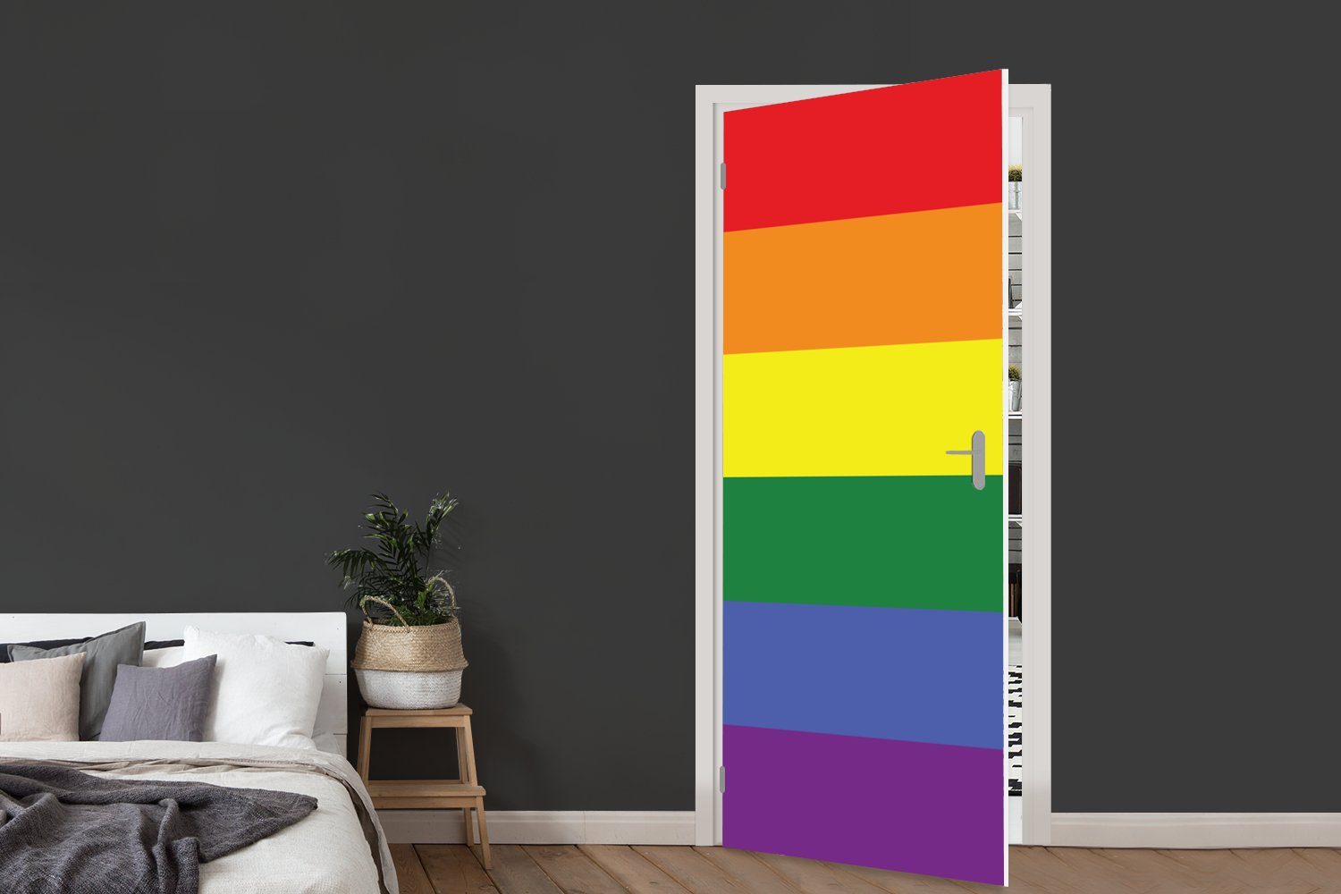 MuchoWow Tür, - für St), Regenbogenflagge Stolz Türaufkleber, Fototapete bedruckt, Türtapete - Matt, (1 cm Liebe, 75x205