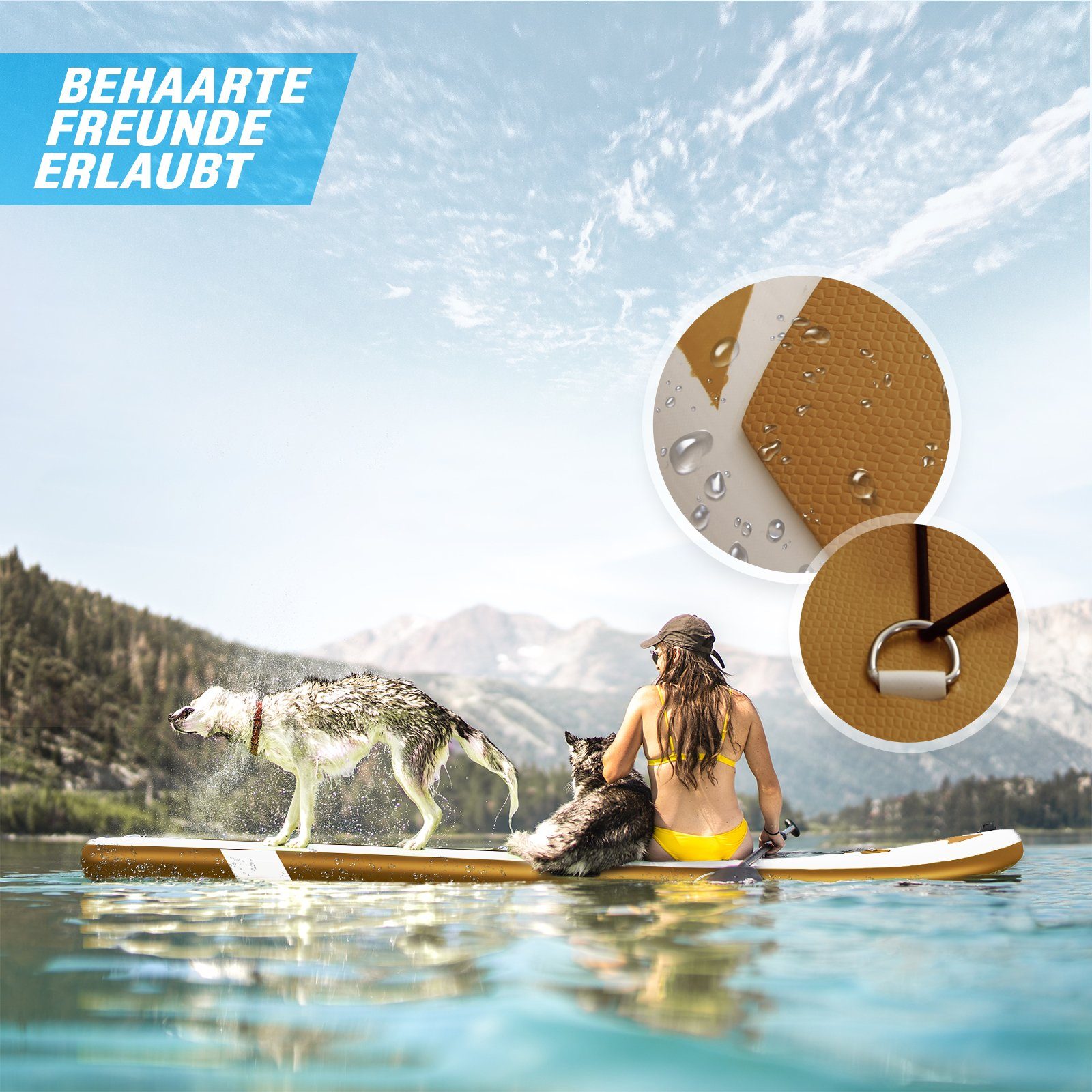 Physionics SUP-Board Stand Up Paddle SUP Bastet(Gold) 305cm Aufblasbares Board Board