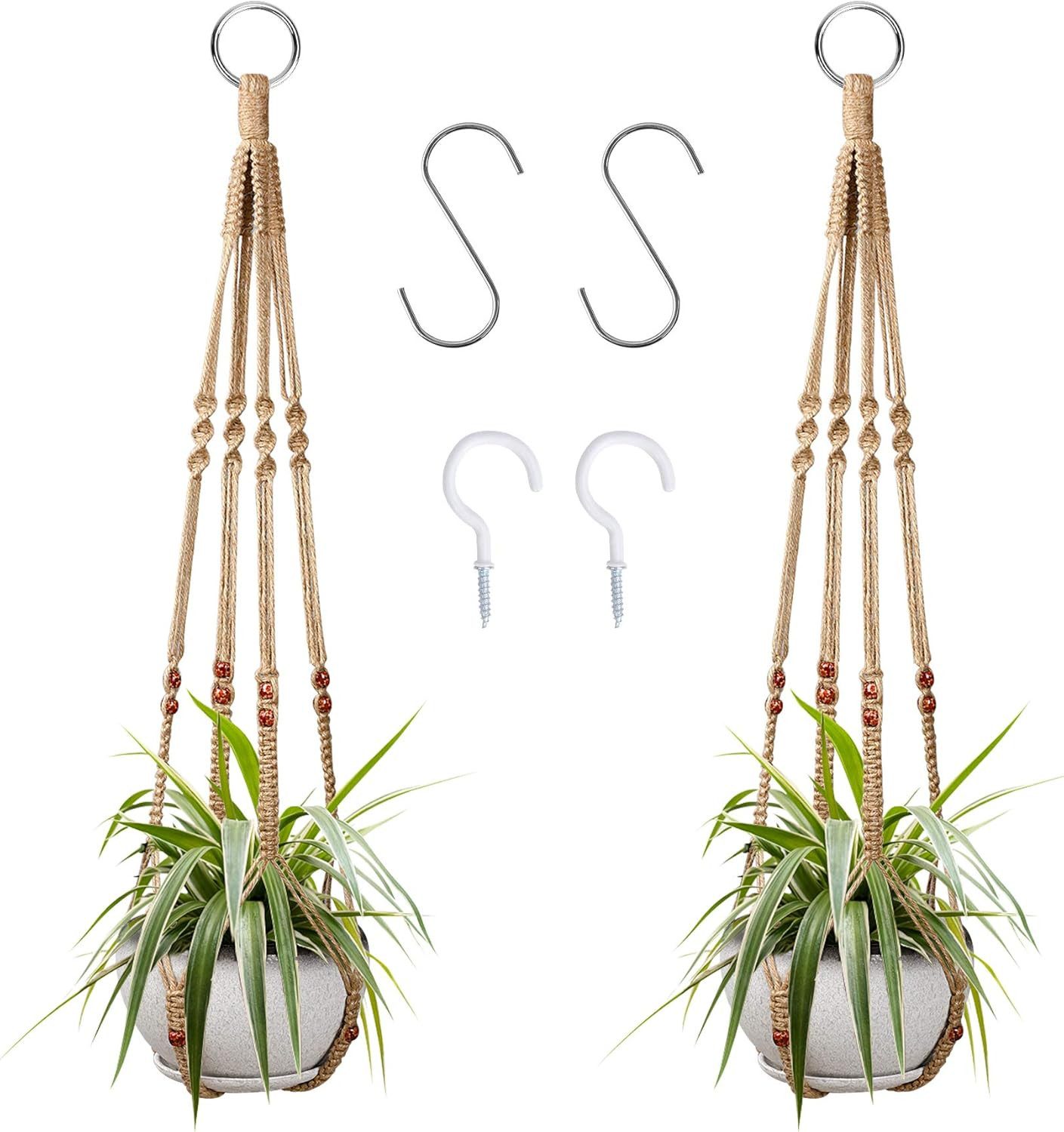 TUWENA Blumenampel 2-teiliges Pflanzenregal mit 4 Haken, gewebter Blumenamp günstig online kaufen