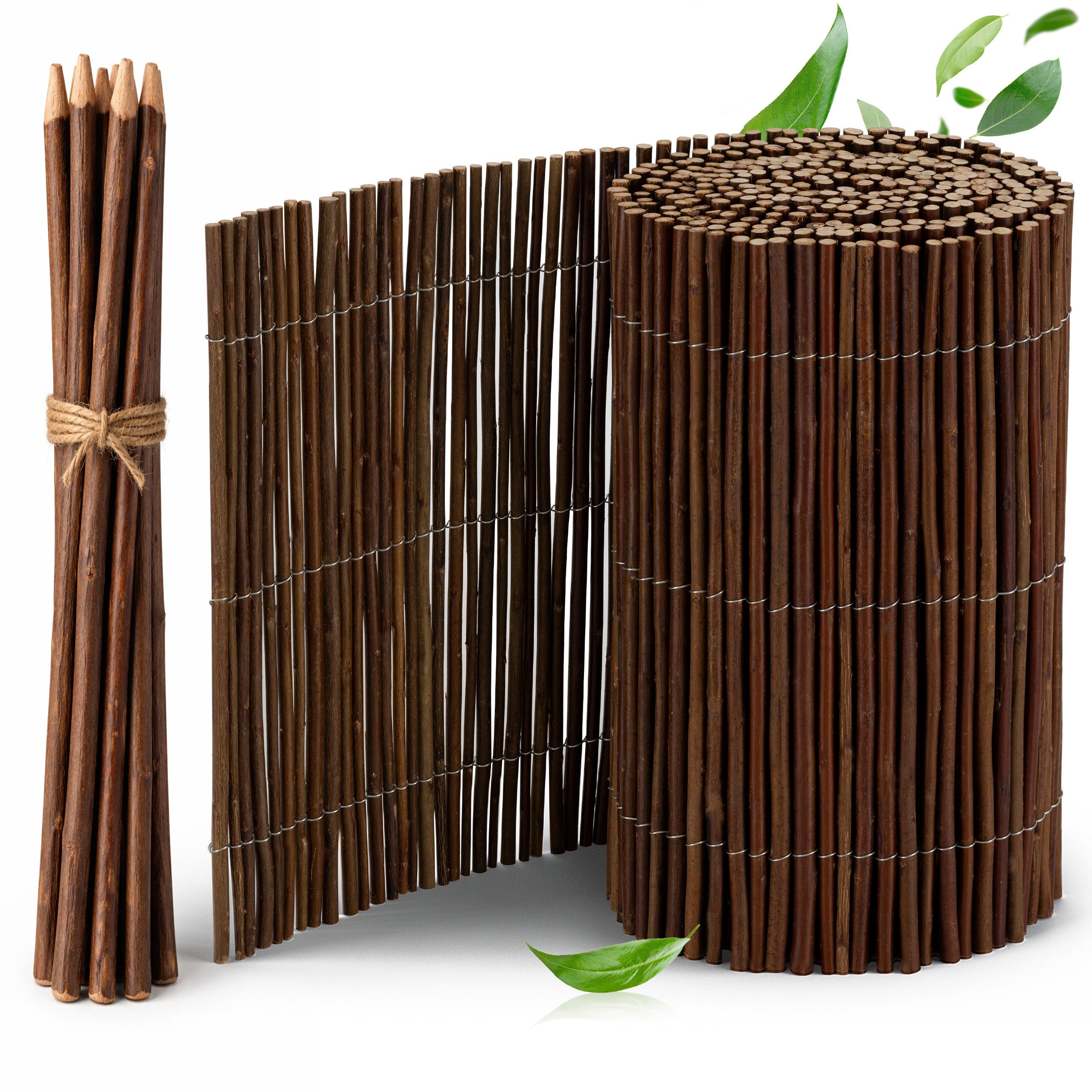 Sol Royal Beetbegrenzung Beeteinfassung SolVision WB79 Weide 20x300cm, Flexible Rasenkante Steckzaun Beetumrandung Holz Beetabgrenzung