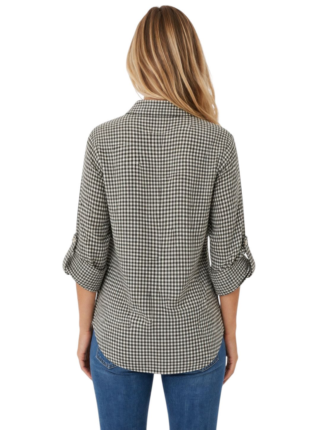 Mississhop Hemdbluse Damen Bluse kariert aus Baumwolle – Hemdbluse mit 3/4-Arm Gr. 36-40