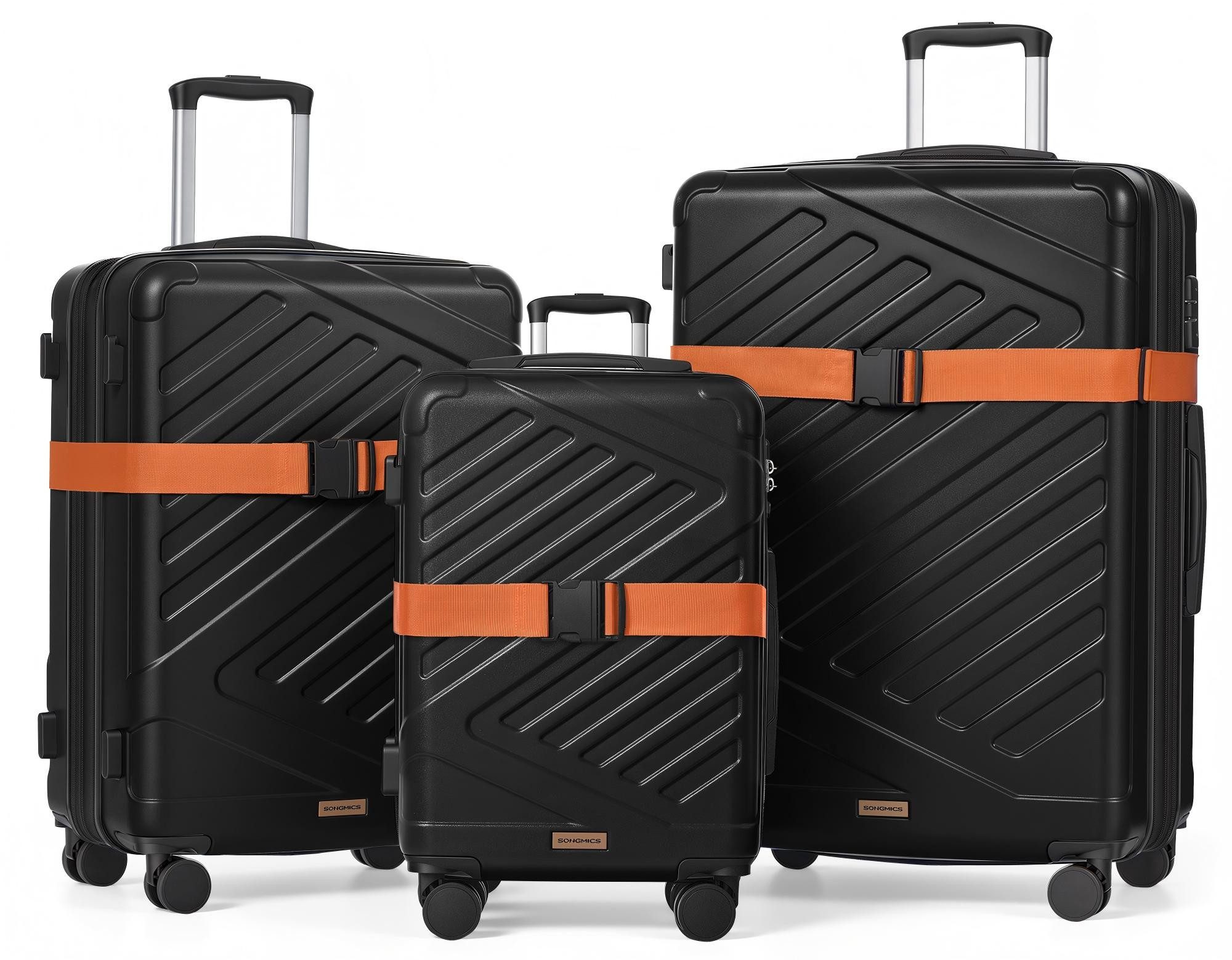 SONGMICS Hartschalen-Trolley Kofferset, 360° Rollen, robuster Reisekoffer, Bordcase, ABS
