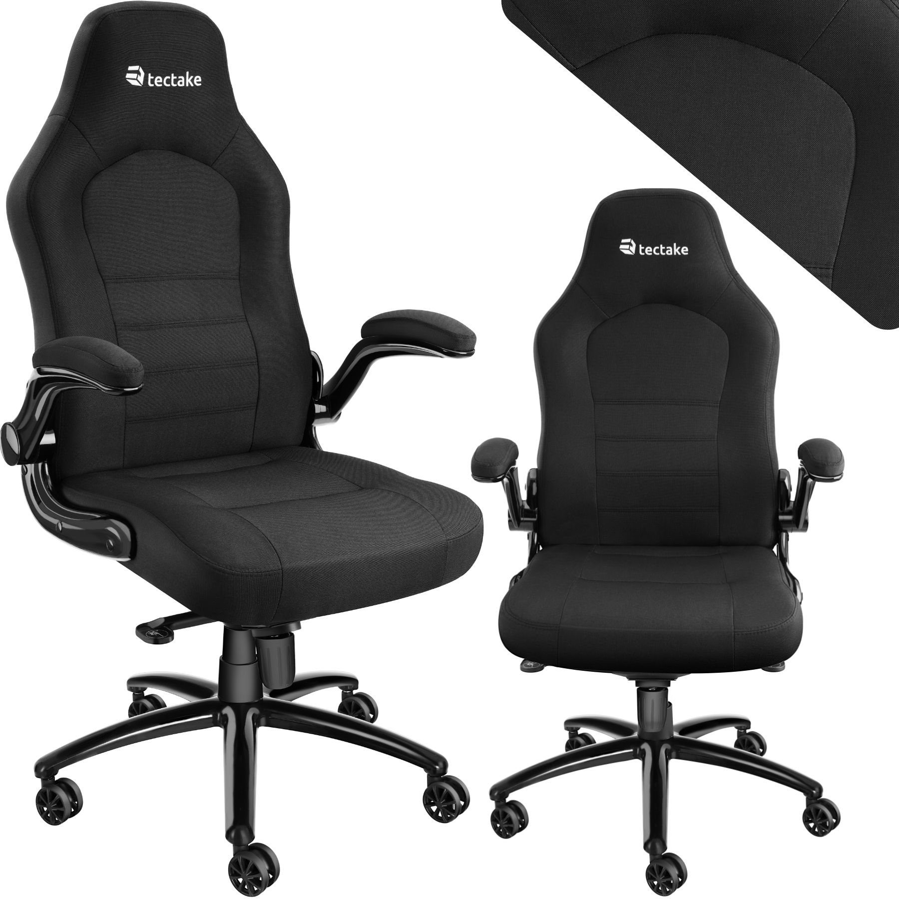 tectake Drehstuhl Bürostuhl (Set., 1 St), Nach hinten wegklappbare Armlehnen