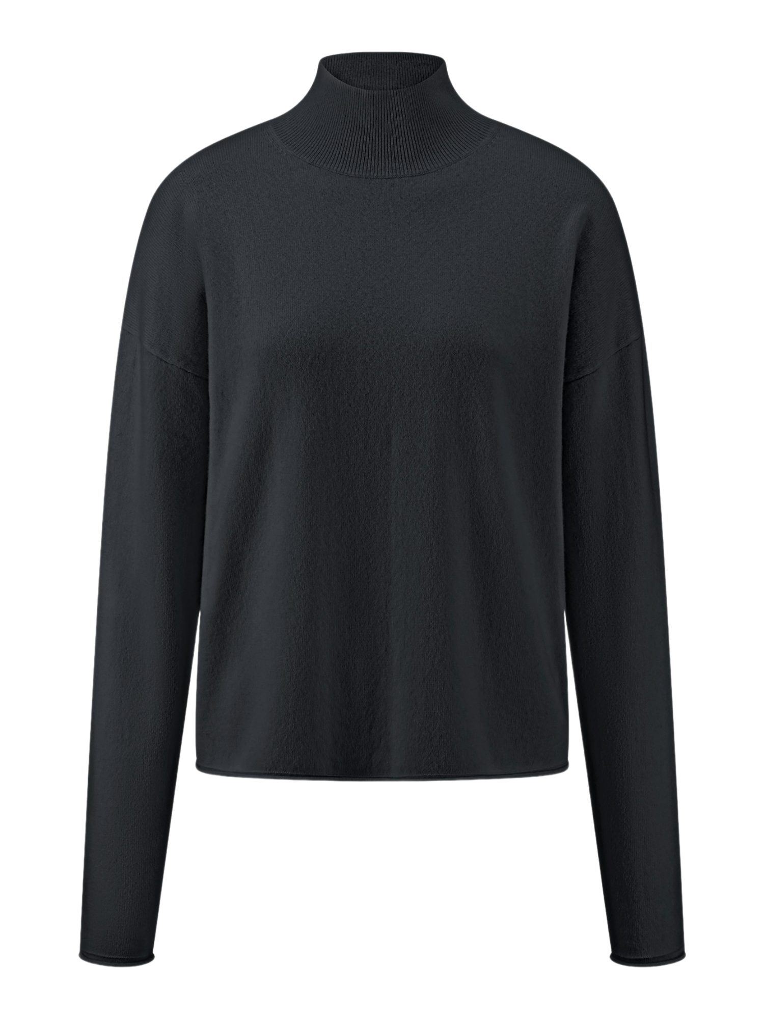 Riani Langarmshirt schwarz,Casual,Wolle,Unifarben,Stehkragen,Langarm,Regular Fit