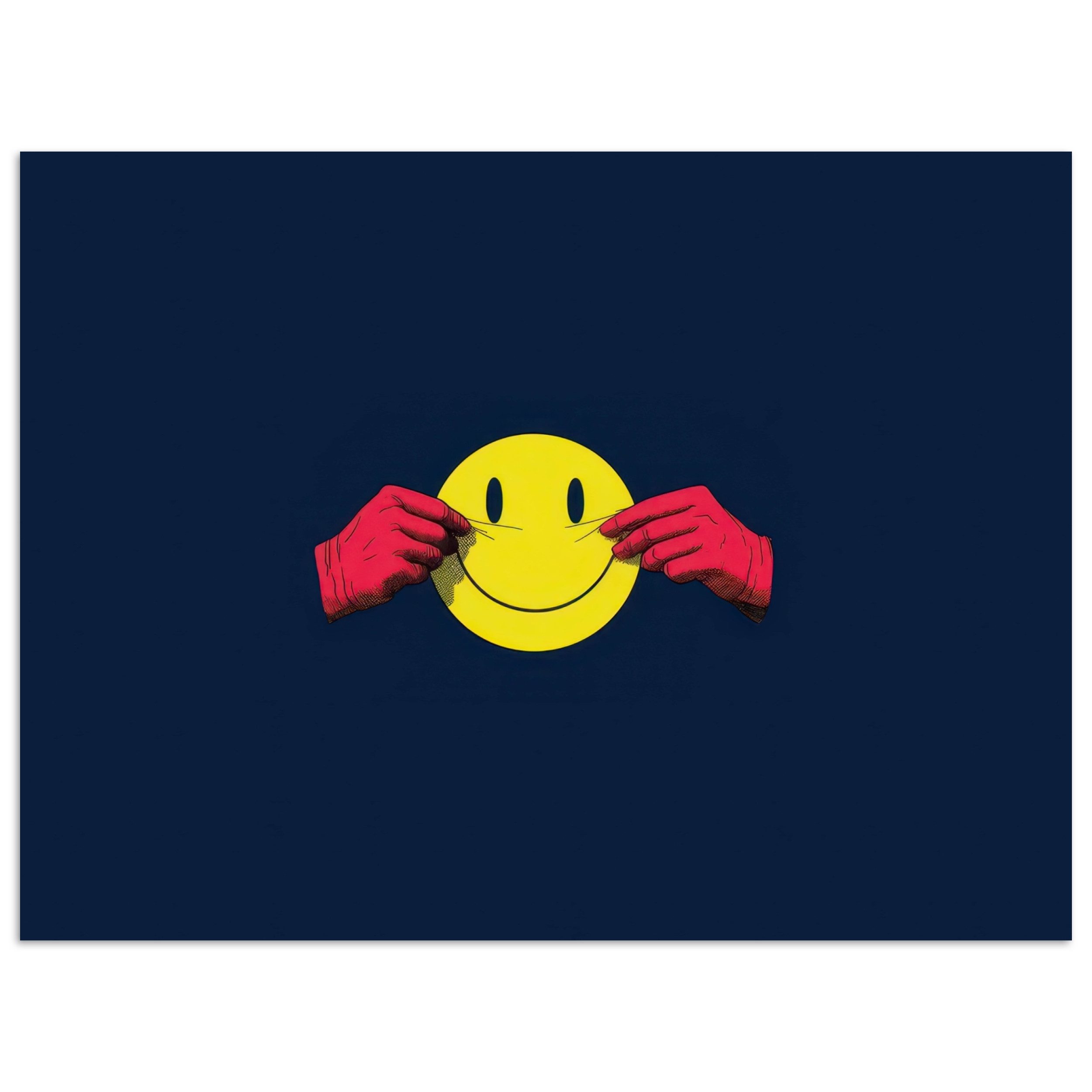 MuchoWow Poster Smiley - Gelb - Hände - Minimalistisch, (1 St), Poster ohne Rahmen, Wandbild, Wandposter, 40x30 cm