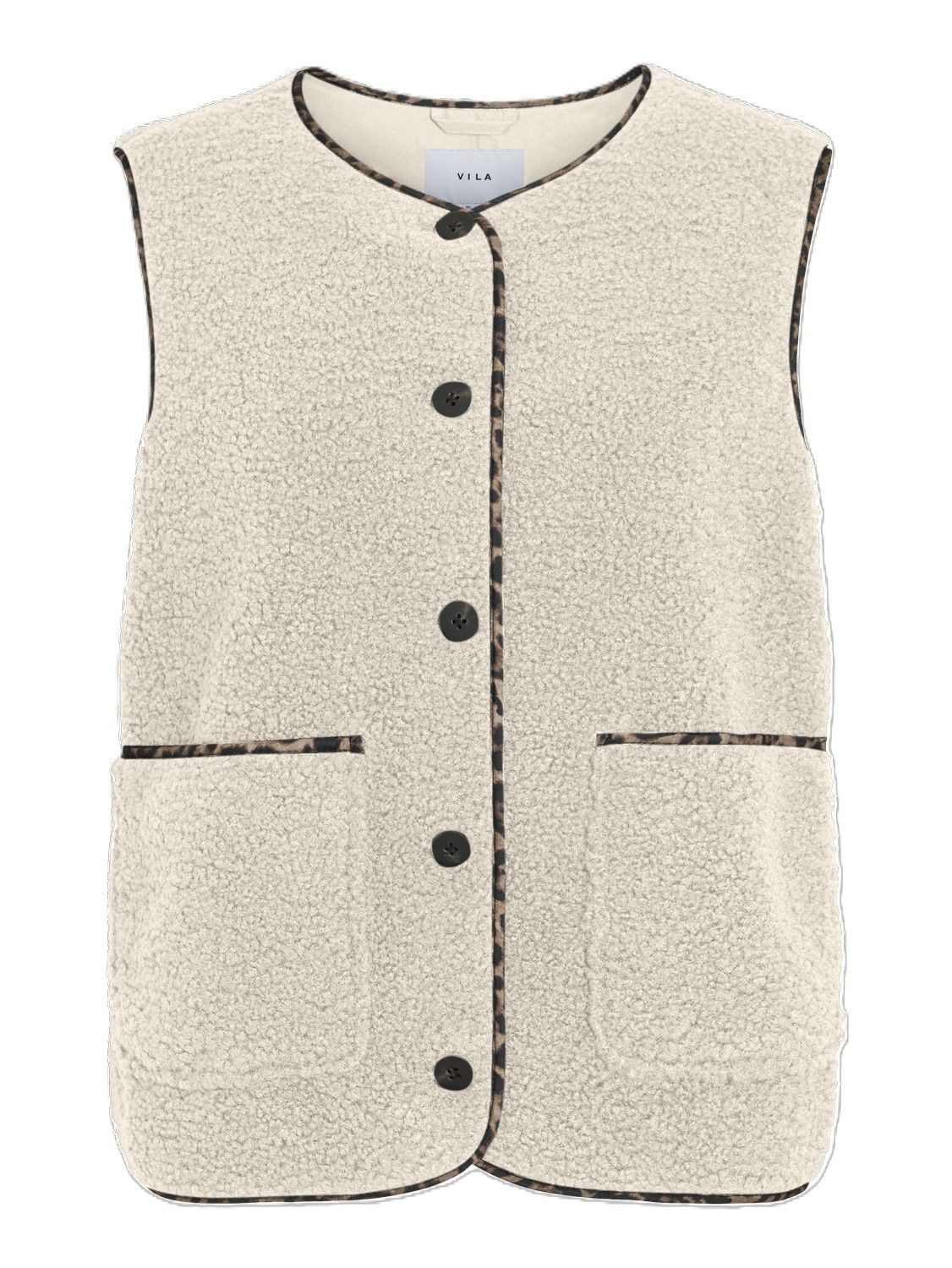 Vila Plüschweste VIADA PRINTED PIPING TEDDY VEST günstig online kaufen