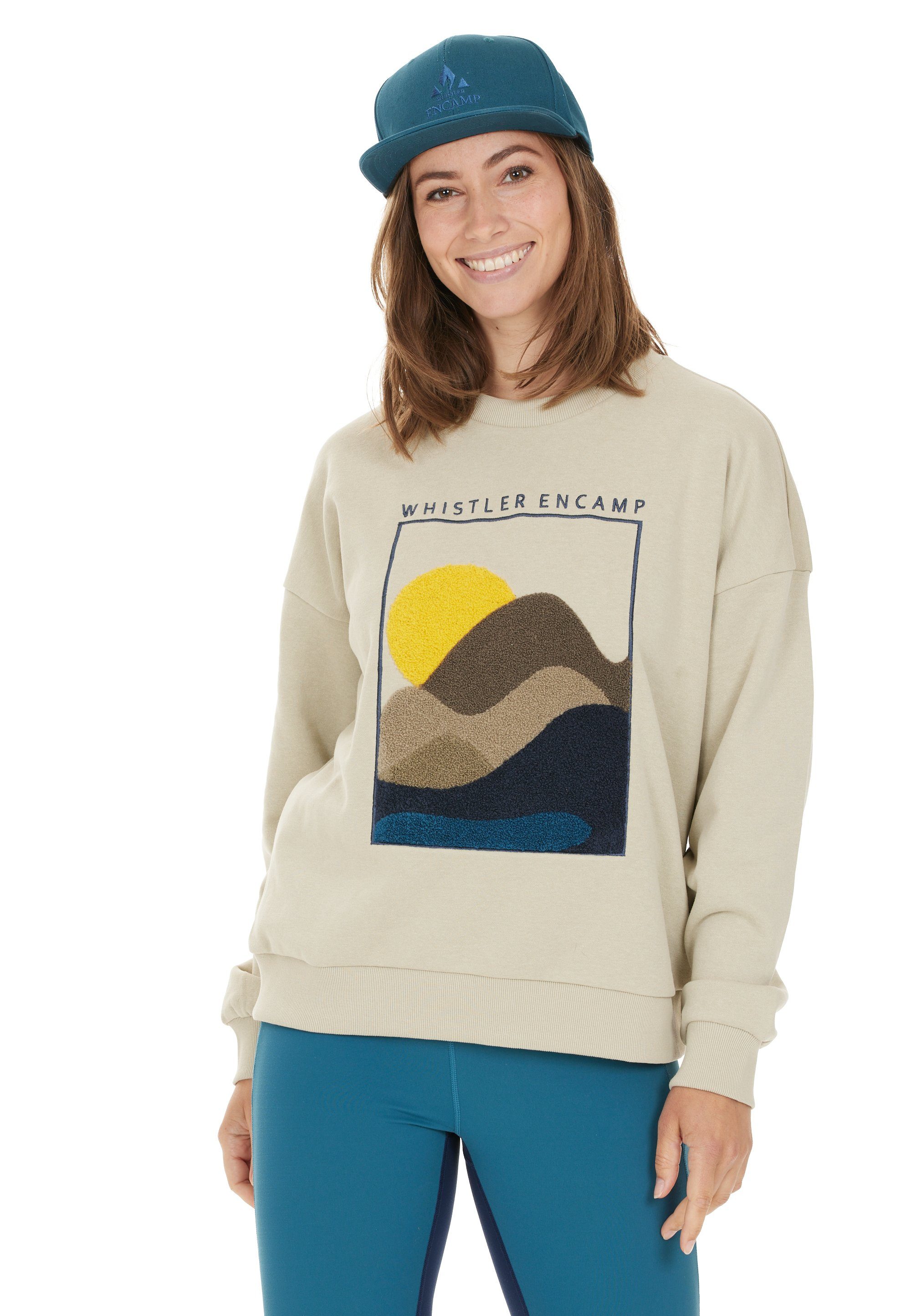 WHISTLER Sweatshirt Natura mit einzigartiger Grafik dunkelgrau texturierter