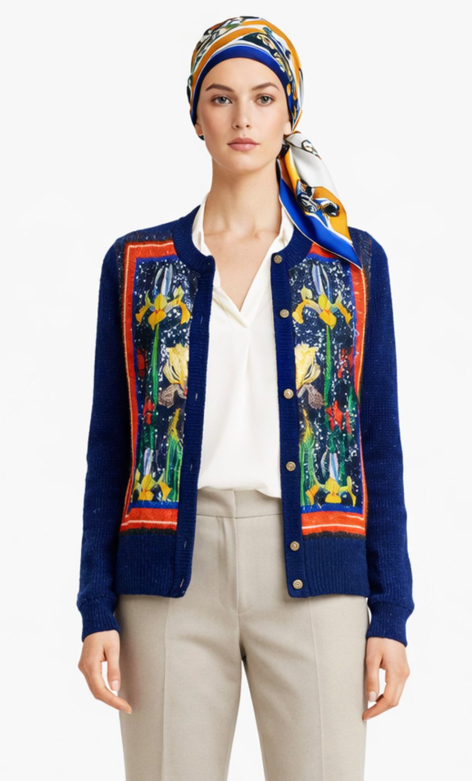 CLASS ROBERTO CAVALLI Cardigan Damen Strickjacke Sequin Embellished Jacke Floral Cardigan Paillettenverzierung