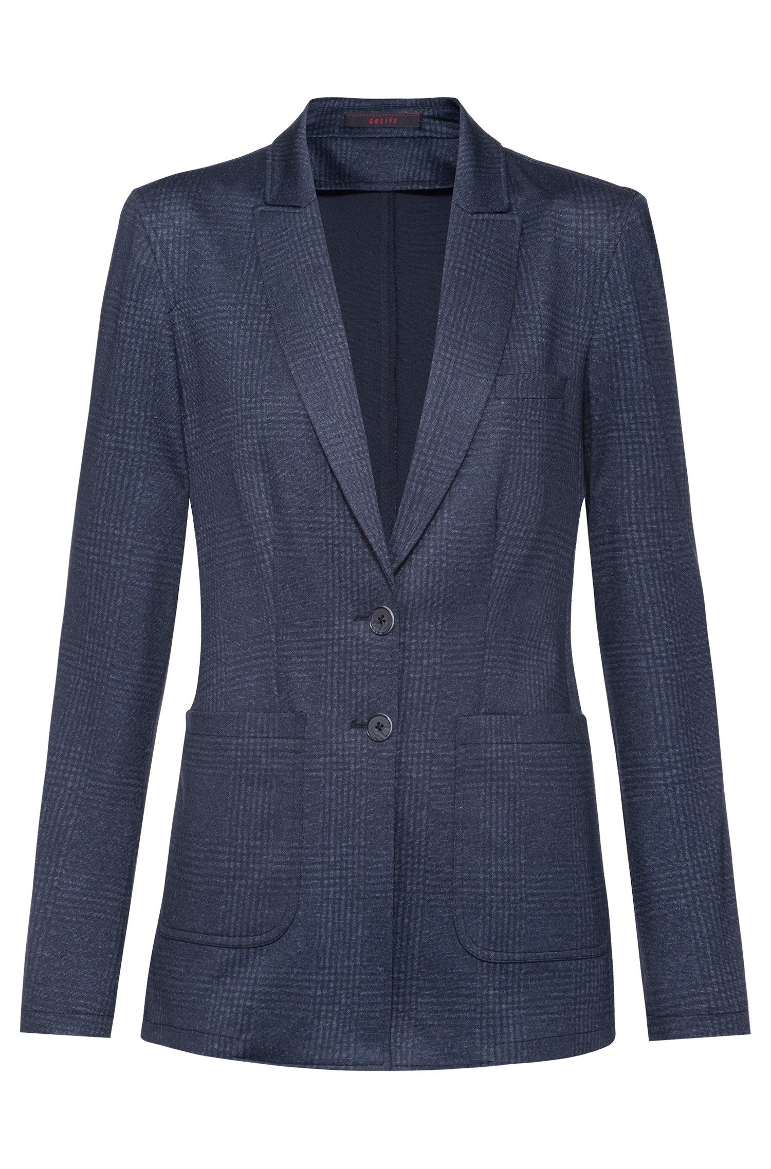 Longblazer Greiff CASUAL Damen Jersey-Longblazer Regular Blau Glencheck