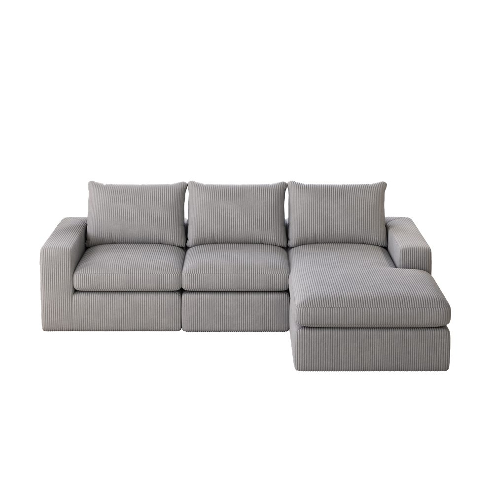 REDOM Ecksofa L-förmiges Cordsofa, mit Chaiselongue, 3 Kissen & Nackenkissen, modulare Bauweise, verstellbare Liegeposition, hochelastischer Schaumstoff 1 Teile, mit Relaxfunktion
