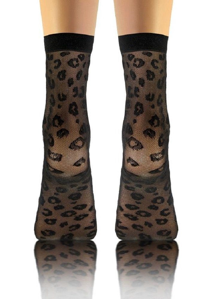 Lycille Feinsocken Elegante Transparente Damen-Socken mit Leopardenmuster – Bild 4 von 4