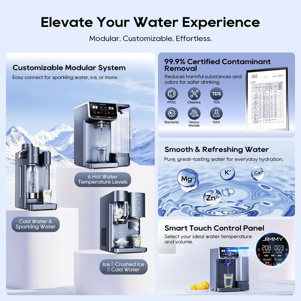 Jimmy Wasserfilter M9 Pro Arbeitsplatte Umkehrosmose- Wasserfilter für Trinkwasser, Remineralisierung, Echtzeit-TDS-Anzeige