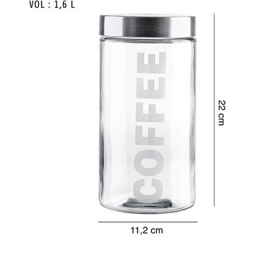 Whole Housewares Salz- / Pfefferstreuer Luftdichte Glasbehälter mit Deckel, 3-teilig für Kaffee, Klar Glas