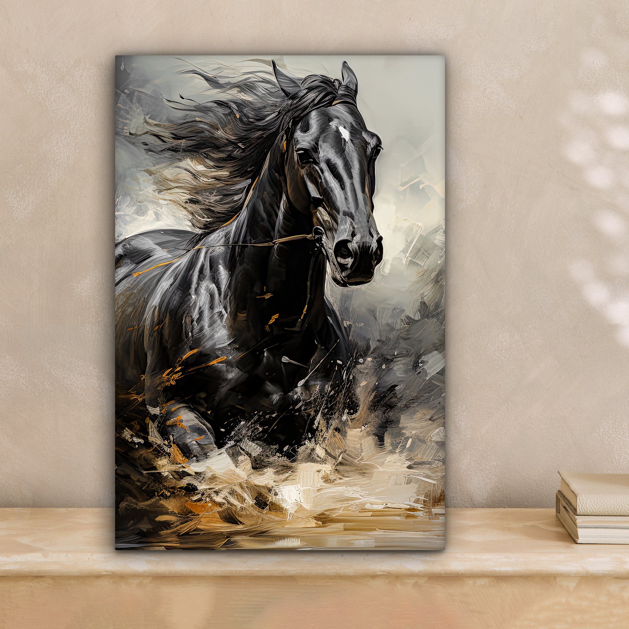 OneMillionCanvasses® Leinwandbild Pferde - Schwarz - Weiß - Tiere, Fotodruc günstig online kaufen