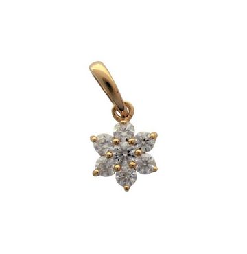 NICEANDnoble Kettenanhänger 585er Gelbgold Kettenanhänger Blume mit Zirkonia, 585er Damen Goldschmuck