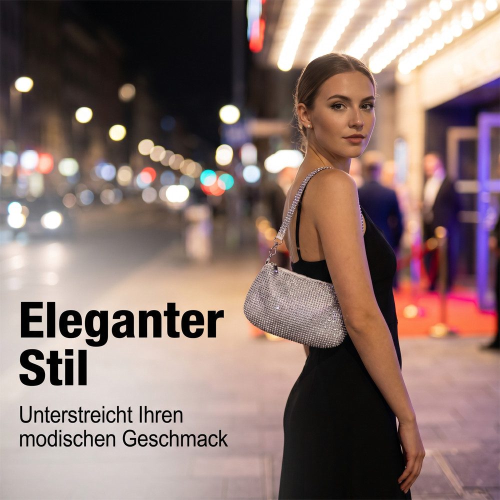 Zaewry Clutch Damen Clutch Elegante Brauttasche Diamant Handtasche Hochzeit, Abendtasche Klatsch Tasche Cluthes – Bild 5 von 5