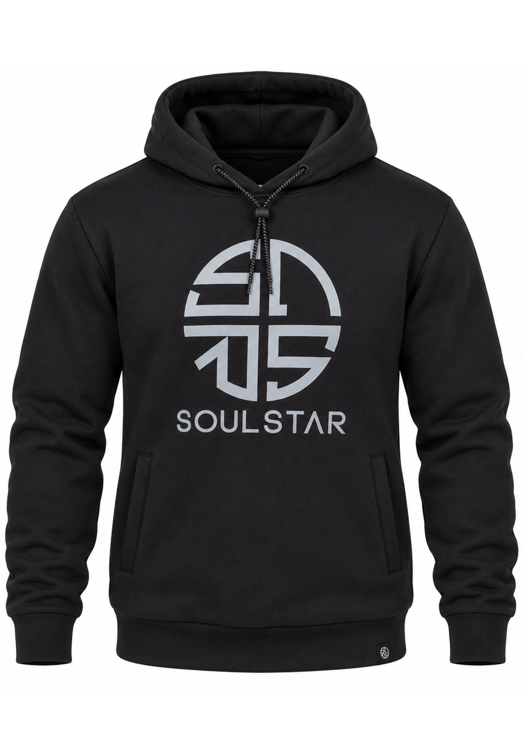 SOULSTAR Hoodie mit Reflektor Logoprint Pullover für Herren Kapuzenpullover Kapuzen-Sweatshirt Sweater