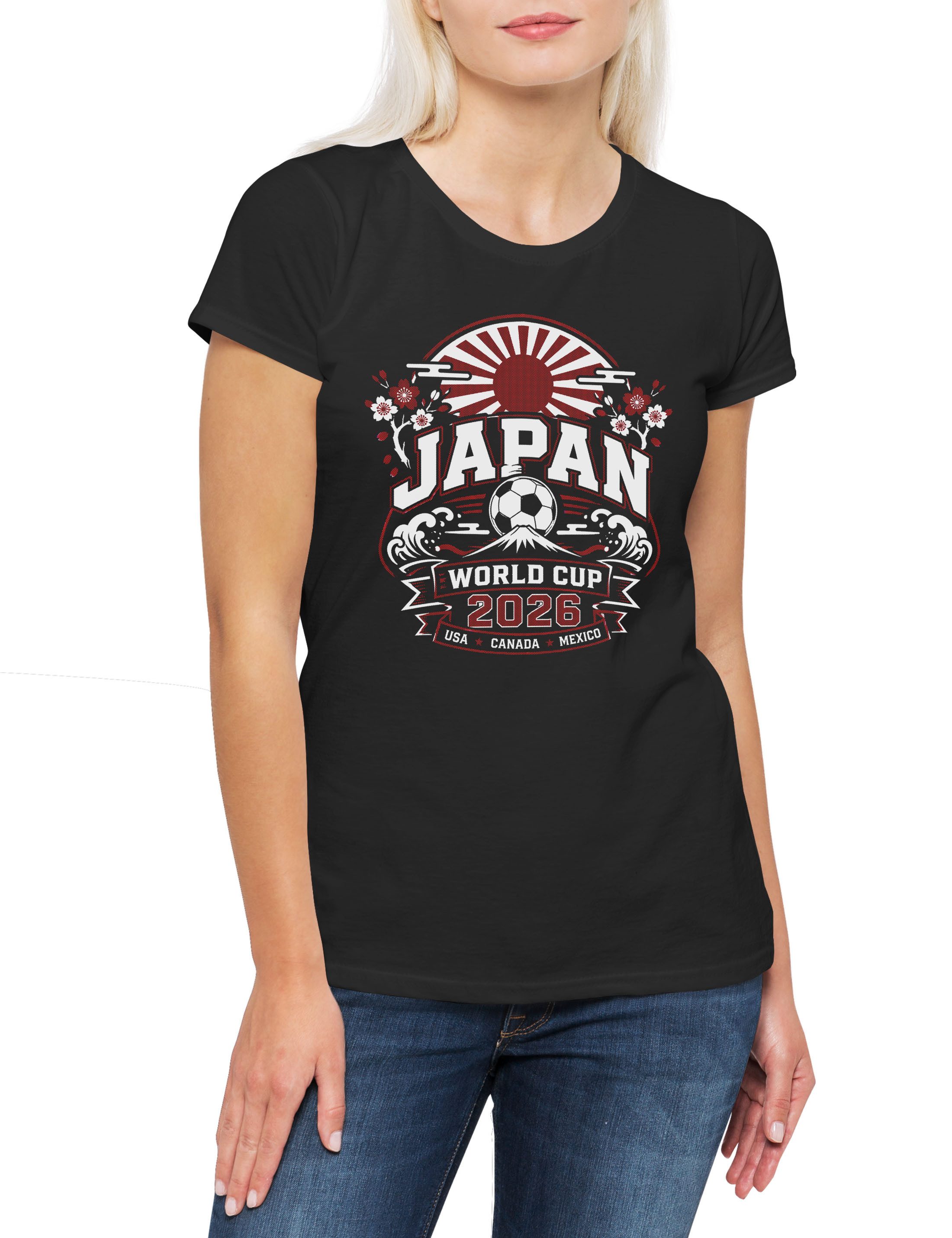Urban Backwoods Print-Shirt Team Japan 1 Damen T-Shirt Nipponurai Sakura Tokyo Bushido (1-tlg) RisingSun Fußball WM Soccer