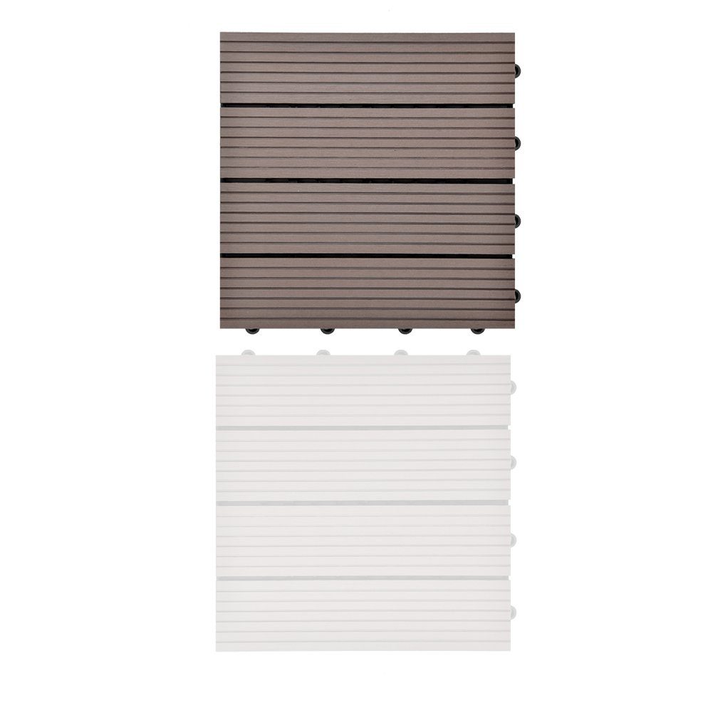 euroharry WPC-Fliesen 44-St. 4m² Terrassenplatten, 30x30 cm WPC-Fliesen Klickfliese