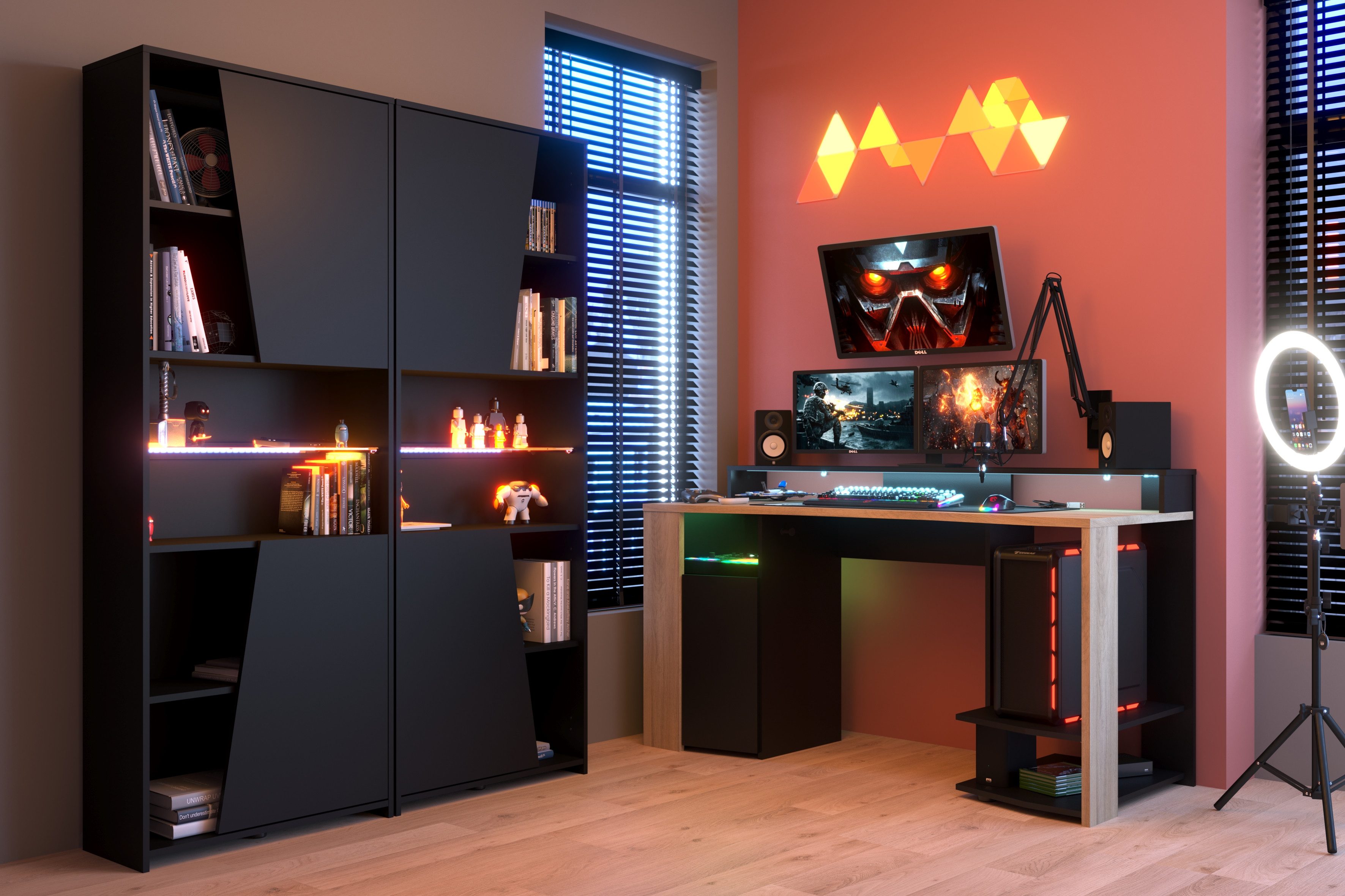 Parisot Mehrzweckschrank-Set Parisot Meta 11, (Komplett-Set, 3-St., 3-teilig), LED-Beleuchtung mit Farbwechsel; inkl. Fernbedienung